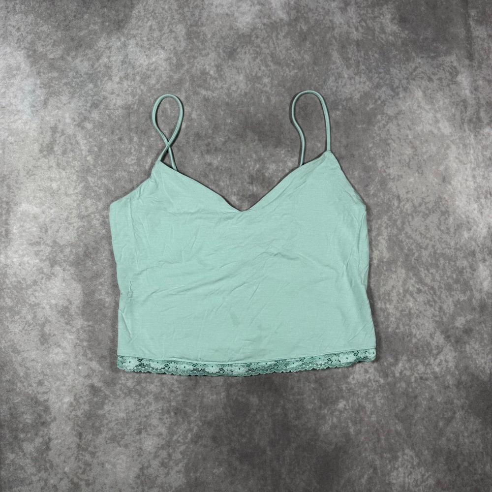 Victoria's Secret Mint Green Lace Back Camisole Tank Top Medium Coquette Y2K